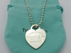 TIFFANY & CO Silver Return to Tiffany Heart Tag Long Beaded Chain Necklace