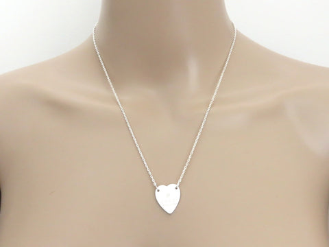 Gucci Sterling Silver Trademark Heart Pendant Necklace Price Includes US Tariff