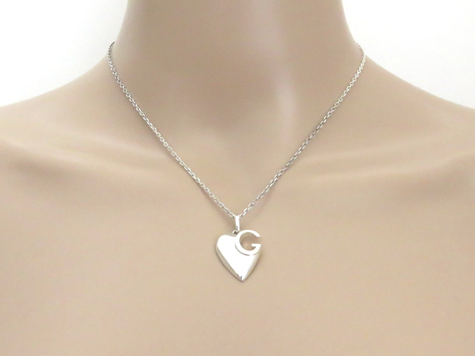 Gucci Sterling Silver Heart G Logo Pendant Necklace Price Includes US Tariff