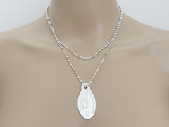 TIFFANY & CO Silver Return to TIFFANY Oval Tag Long Beaded Chain Unisex Necklace
