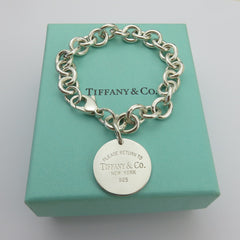 TIFFANY & CO 925 Silver Return to Tiffany Round Bold Link Bracelet Original Box