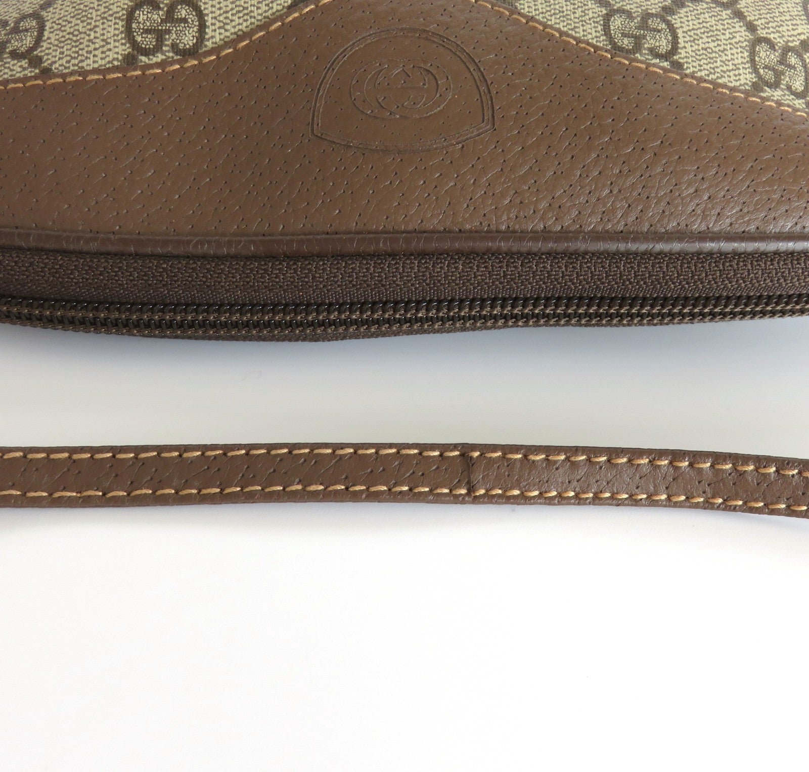 Authentic Vintage GUCCI Brown GG Monogram Canvas Leather Cross Body Bag Purse