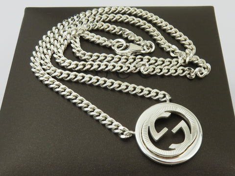 Gucci Sterling Silver Interlocking G Logo Round Pendant Price Includes US Tariff