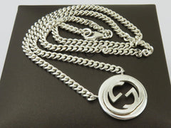 Gucci Sterling Silver Interlocking G Logo Round Pendant Price Includes US Tariff