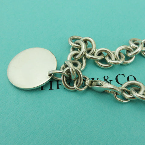 TIFFANY & CO 925 Silver Return to Tiffany Round Bold Link Bracelet w/ Pouch Bag