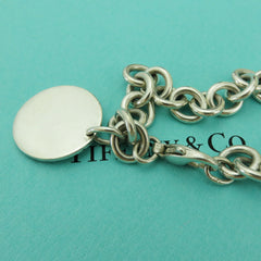 TIFFANY & CO 925 Silver Return to Tiffany Round Bold Link Bracelet w/ Pouch Bag