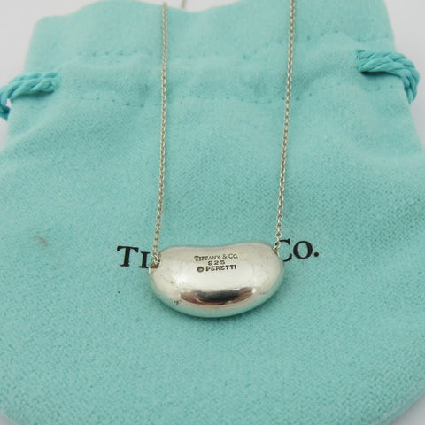 TIFFANY & CO 925 Sterling Silver Large Bean Pendant Necklace