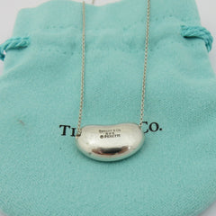 TIFFANY & CO 925 Sterling Silver Large Bean Pendant Necklace