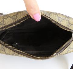 Authentic GUCCI Brown GG Monogram Canvas Leather Unisex Cross Body Bag Purse