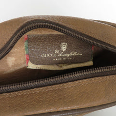 GUCCI Vintage Brown GG Monogram Canvas Leather Small Cross Body Bag Authentic