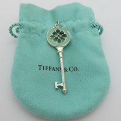 Tiffany & Co 925 Silver Blue Enamel Large Blossom Daisy Key Pendant Charm