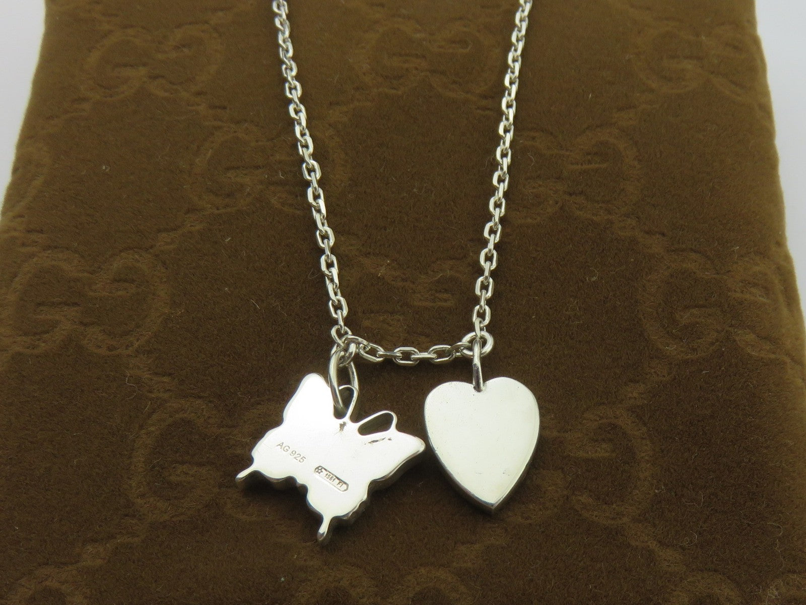 Gucci Sterling Silver Heart and Butterfly Pendant Price Includes US Tariff