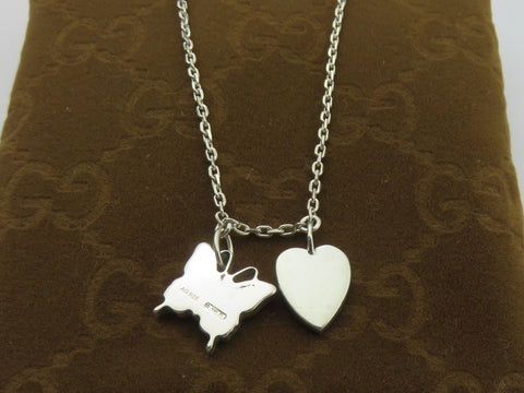 Gucci Sterling Silver Heart and Butterfly Pendant Price Includes US Tariff