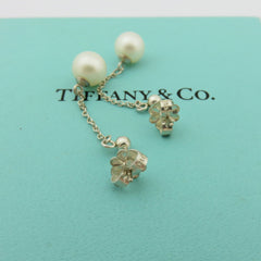 TIFFANY & CO 925 Silver Ziegfeld Fresh Water Pearl Drop Earrings with Box