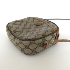 GUCCI Vintage Brown GG Monogram Canvas Leather Small Cross Body Bag Authentic