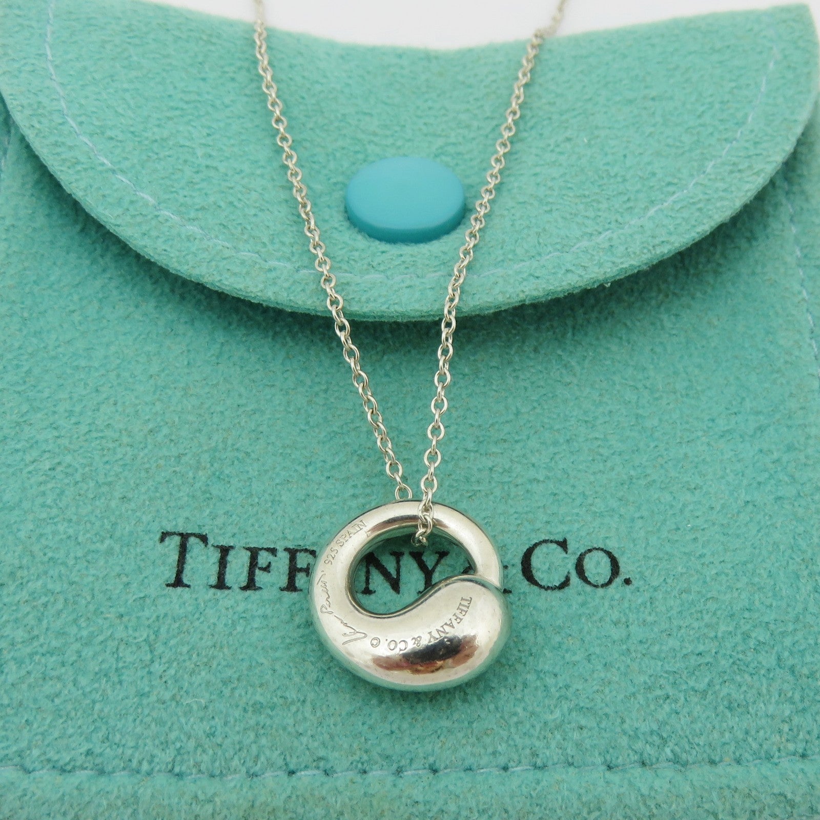TIFFANY & CO 925 Sterling Silver Eternal Circle Pendant Necklace Authentic