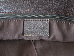 GUCCI Brown Original GG Canvas Leather Tote Handbag Shoulder Bag Purse