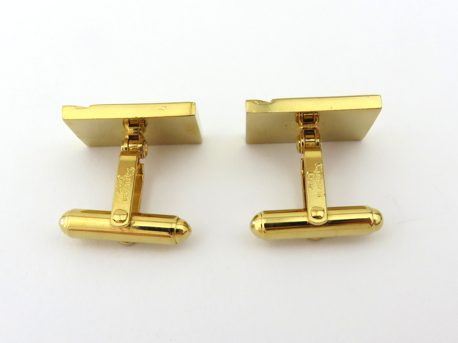 Christian Dior Gold Silver Tone Metal Logo Cufflinks Price Includes US Tariff