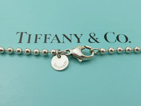 TIFFANY & CO Silver Return to Tiffany Heart Tag Long Beaded Chain Necklace