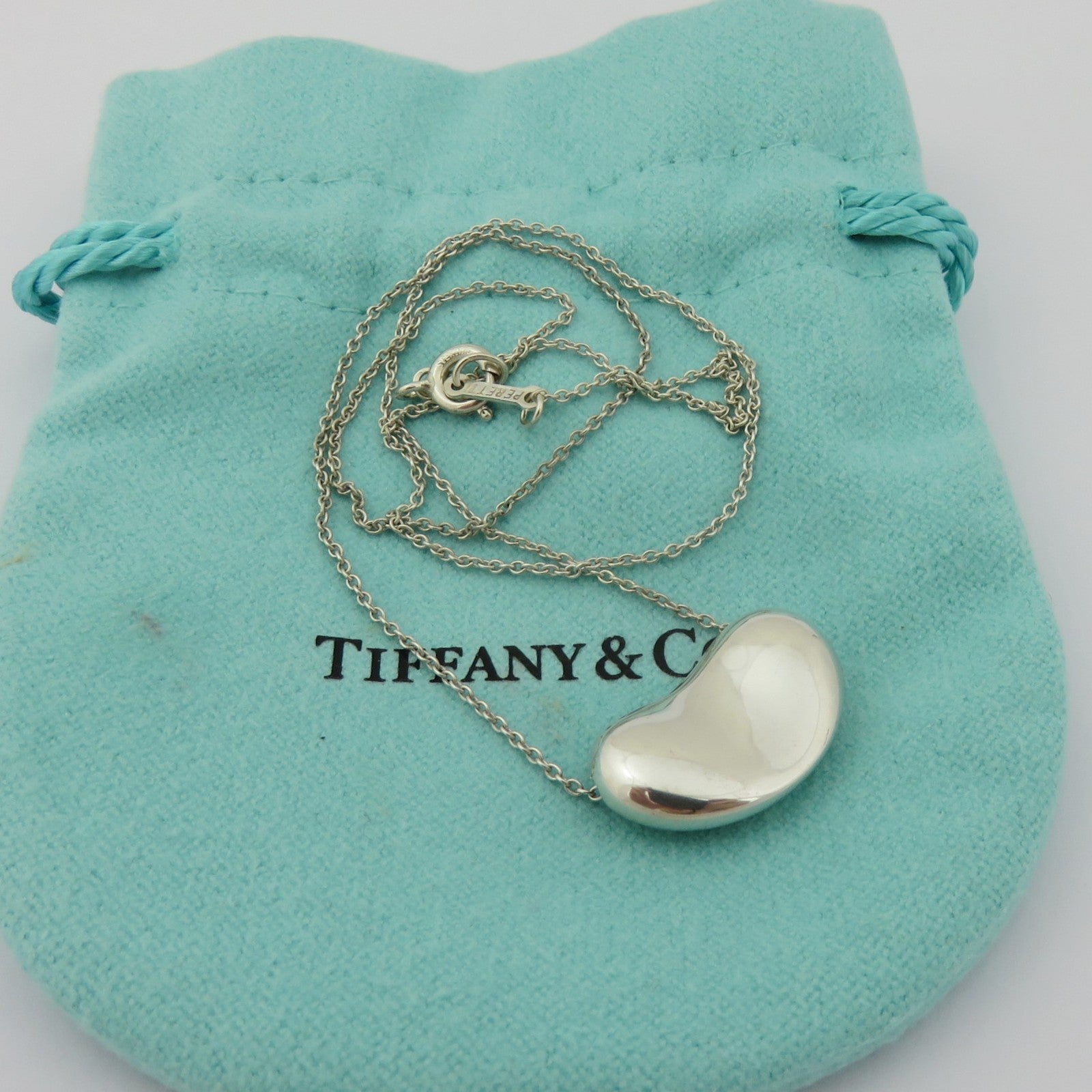 TIFFANY & CO 925 Sterling Silver Large Bean Pendant Necklace