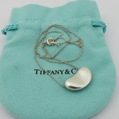 TIFFANY & CO 925 Sterling Silver Large Bean Pendant Necklace