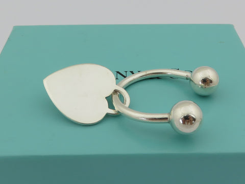 TIFFANY & CO Sterling Silver Return to Tiffany Heart Tag Keyring Charm Pendant