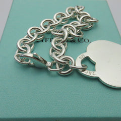 TIFFANY & CO Return to Tiffany Lg Heart 925 Silver Bracelet Authentic Pouch Box