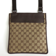 GUCCI Brown GG Monogram Canvas Leather Unisex Cross Body Bag Purse Authentic