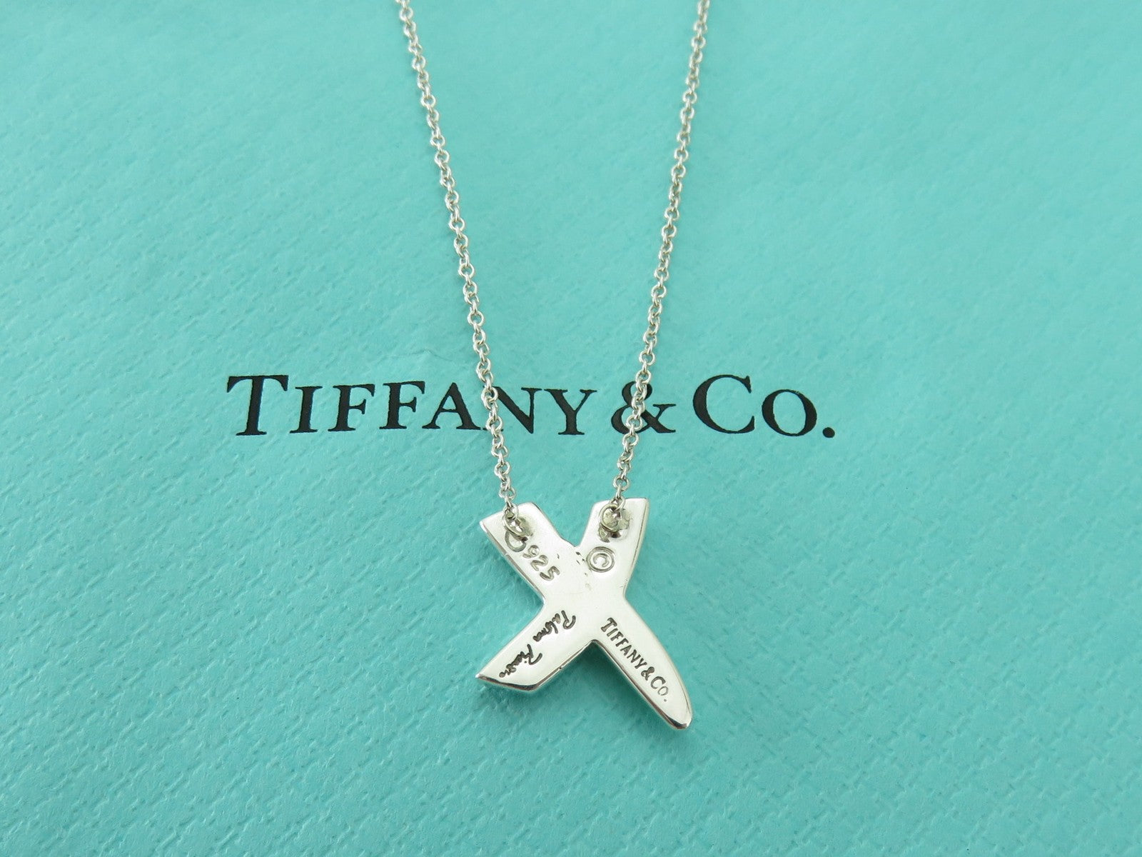 TIFFANY & CO Sterling Silver Kiss X Pendant Necklace Price Includes US Tariff