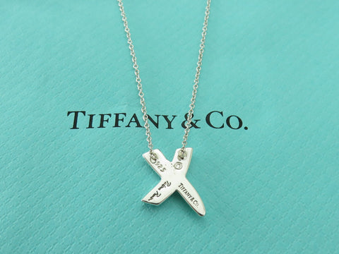 TIFFANY & CO Sterling Silver Kiss X Pendant Necklace Price Includes US Tariff