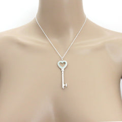 Tiffany & Co 925 Silver Blue Enamel Large Beaded Heart Key Pendant Charm Pouch