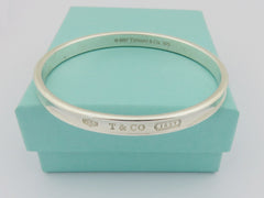 Authentic TIFFANY & CO Sterling Silver 925 1837 Bangle Bracelet with Box Ribbon