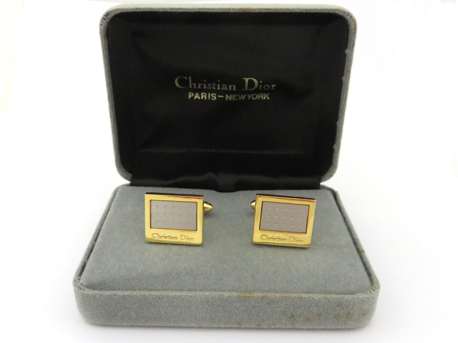 Christian Dior Gold Silver Tone Metal Logo Cufflinks Price Includes US Tariff