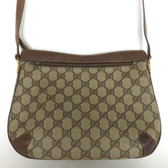 Vintage GUCCI Brown GG Monogram Canvas Leather Unisex Cross Body Bag Authentic