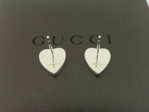 GUCCI Sterling Silver Trademark Heart Tag Earrings Price Includes US Tariff