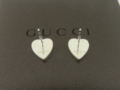 GUCCI Sterling Silver Trademark Heart Tag Earrings Price Includes US Tariff