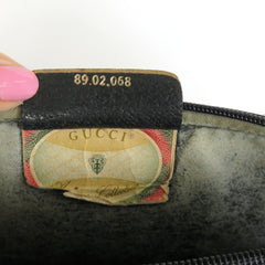 GUCCI Vintage Navy Blue Grey GG Monogram Canvas Leather Cross Body Bag Authentic
