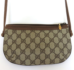 GUCCI Vintage Brown GG Monogram Canvas Leather Small Cross Body Shoulder Bag