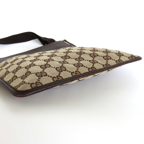 GUCCI Brown GG Monogram Canvas Leather Unisex Cross Body Bag Purse Authentic
