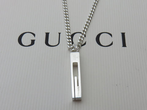 Gucci Sterling Silver Stencil G Logo Pendant Necklace Price Includes US Tariff
