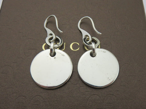 Gucci Sterling Silver Trademark Round Dangle Earrings Price Includes US Tariff