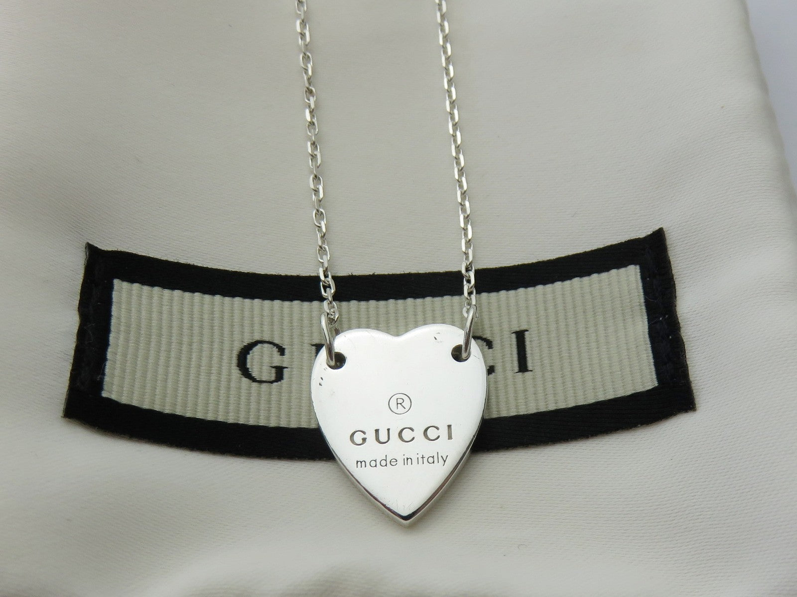 Gucci Sterling Silver Trademark Heart Bracelet Price Includes US Tariff
