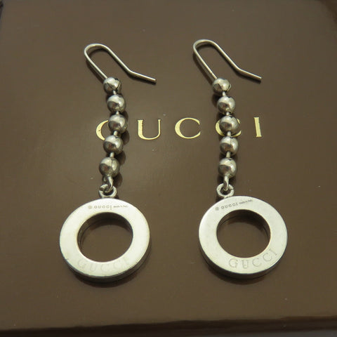 Gucci Circle Drop Dangle Earrings 925 Sterling Silver Authentic w/ Box Italy