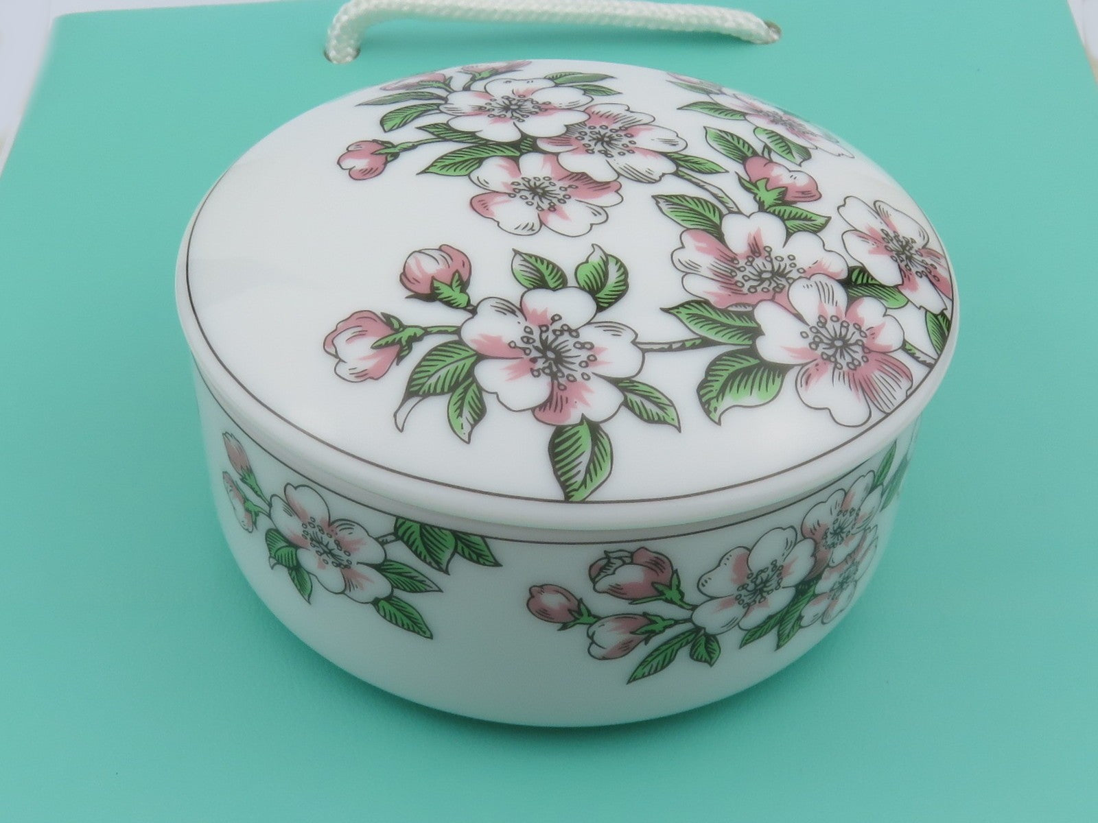 Tiffany & Co Round Floral Trinket Box Apple Blossom Like New Rare