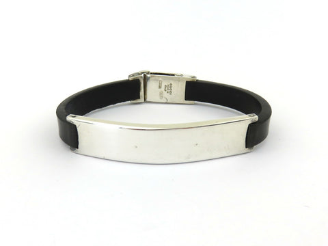 GUCCI Sterling Silver Black Rubber Bracelet Price Includes US Tariff