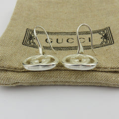 Gucci 925 Sterling Silver Interlocking G Dangle Earrings Authentic w/ Pouch Bag