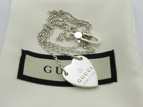 Gucci Sterling Silver Trademark Heart Tag Pendant Price Includes US Tariff