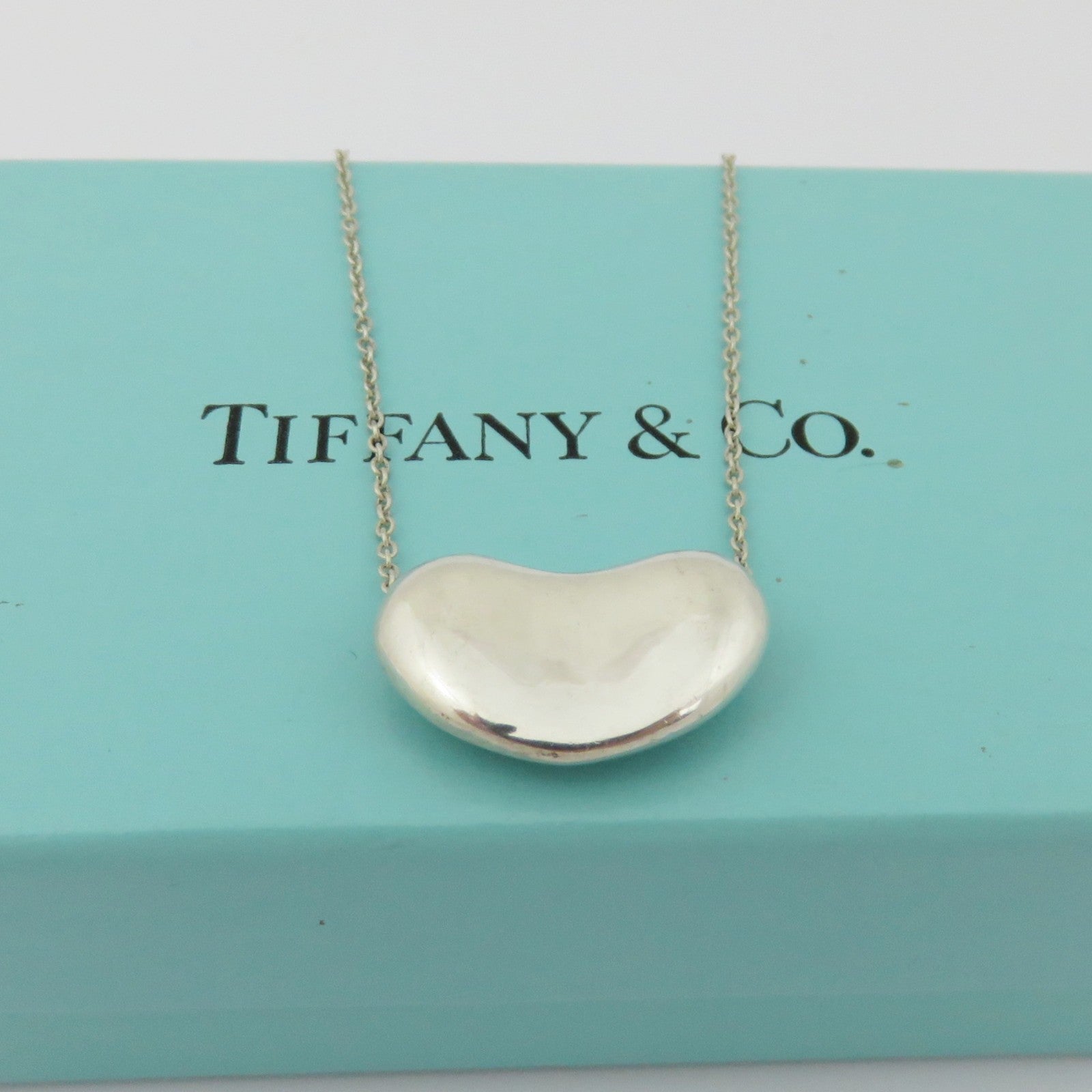 TIFFANY & CO 925 Sterling Silver Large Bean Pendant Necklace