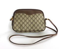 Authentic Vintage GUCCI Brown GG Monogram Canvas Leather Cross Body Bag Purse