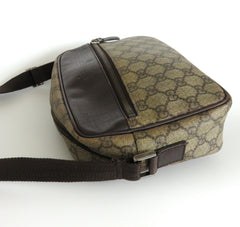 Authentic GUCCI Brown GG Monogram Canvas Leather Unisex Cross Body Bag Purse